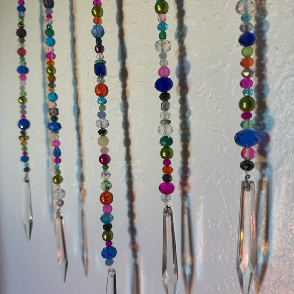 Multicolored Beaded Hanging Decor with Crystal Drops